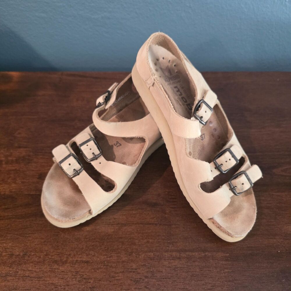 Mephisto Mobils Ergonomic Suede Orthopedic Sandals Beige EU 37 US 7